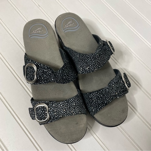 Dansko Sophie Black Metallic Sandals Sz 40 403 - Picture 4 of 10